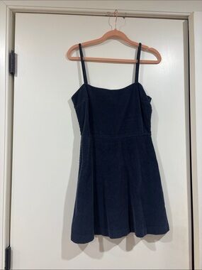 Reformation Navy Corduroy Slip Dress